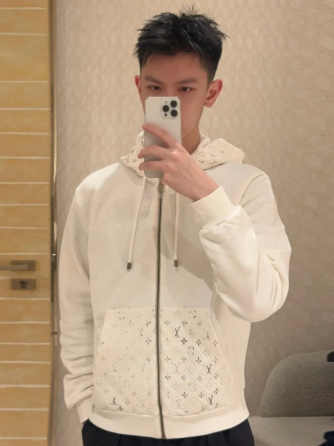Louis Vuitton/Louis Vuitton reflective 3D embossed hooded sweatshirt jacket